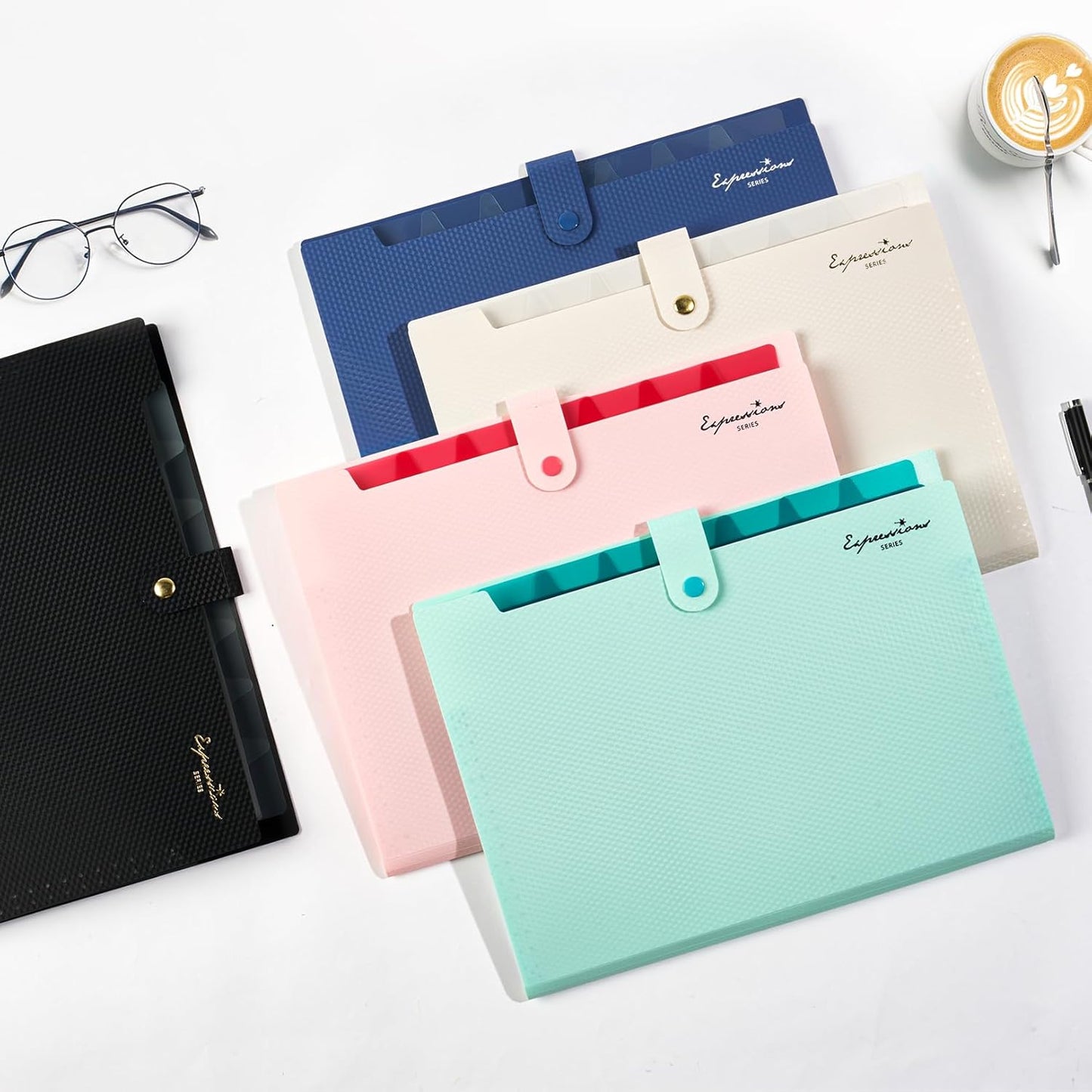 Sooez Accordion File Organizer, 8 Pocket Expanding File Folder with Labels, Letter Size Folders for Documents, Portable Paper Bill Receipt Organizer for Home School Office Supplies, Grey