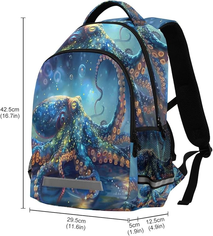 Octopus Galaxy Backpack for Boys Girls Elementary School Bag Kids Bookbag Travel Rucksack