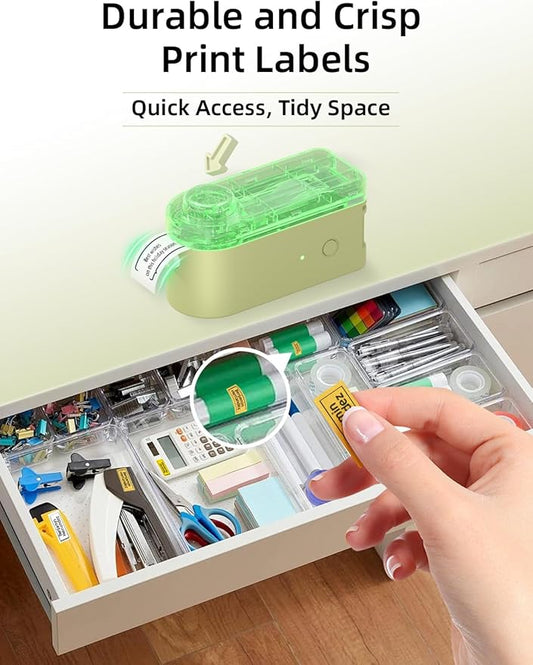 Makeid Label Maker Machine with Tape - Compatible with 9/12/16mm Waterproof Tape, Portable & Rechargeable Label Makers with Built-in Cutter Wireless Label Printer Compatible with Android & iOS Devices