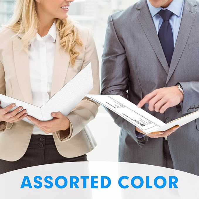 Two Pocket Folders, PANDRI 50 Pack 2 Pocket Folders, Letter Size Paper File Folder for School Office Home Business, White