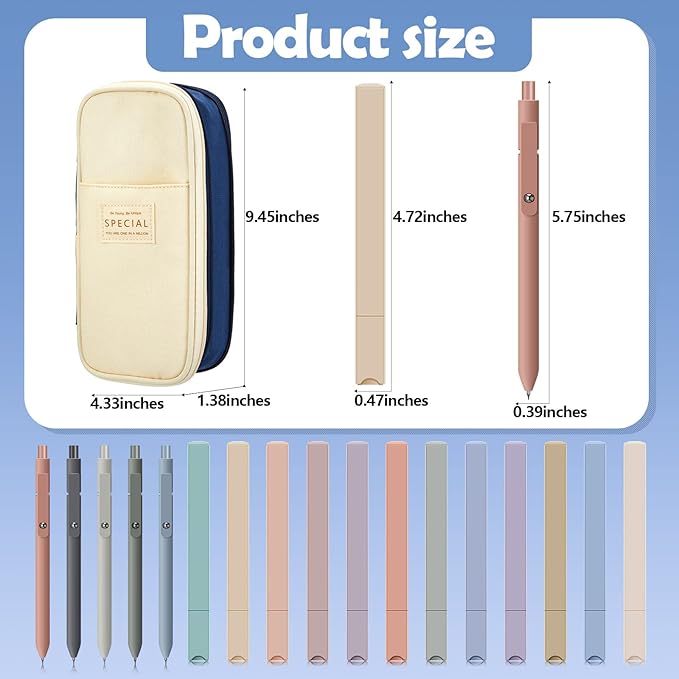 Henoyso 18 Set Aesthetic Bible Study Supplies Include Big Capacity Pen Bag with Zipper 12 Pcs Chisel Tip Bible Highlighters 5 Pcs Quick Dry Retractable Black Ink Pens for Office(Navy Blue)