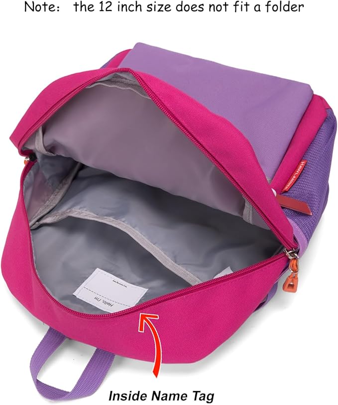 HawLander Little Kids Backpack for Girls Toddler School Bag Fits 3 to 6 years old, 12 inch, Purple