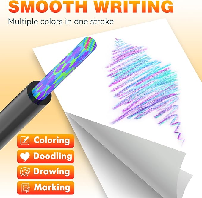 nsxsu 24 Pieces Rainbow Pencils, Jumbo Colored Pencils for Adults, Multicolored Pencils for Art Drawing, Coloring, Sketching