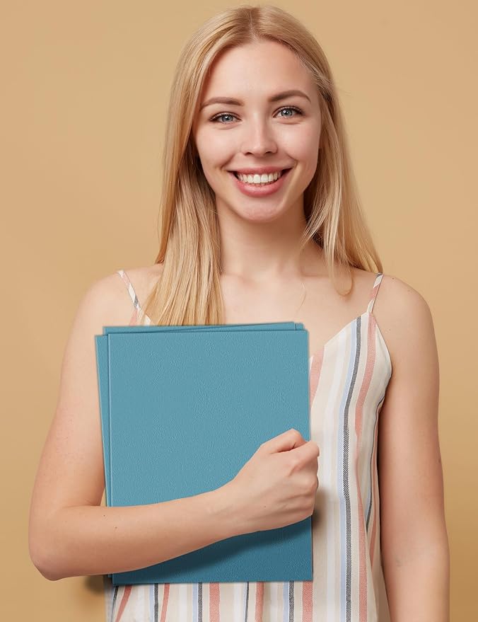 SUNEE Folders with Pockets (25 Pack, Warm Blue), 2 Pocket Folders Fit Letter Size, Paper File Folder for School Office Home Business, Textured Paper