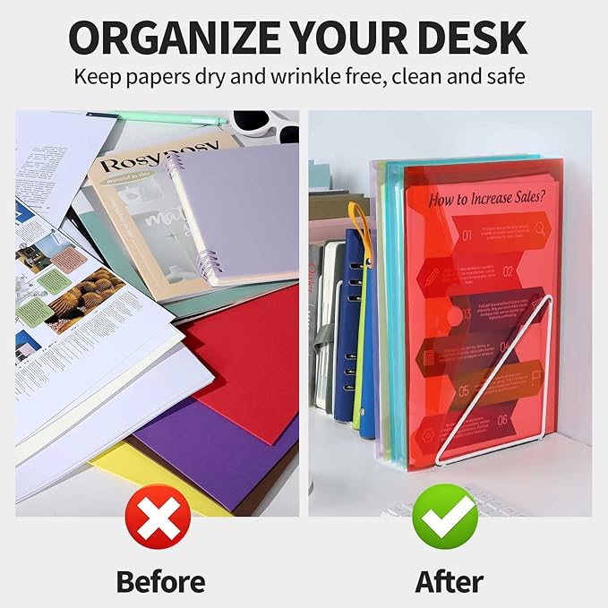 LEOBRO Plastic File Folders for Documents, 6 PCS Plastic Envelopes, Reusable Clear File Folders File Bags Document Holder, A4 Size