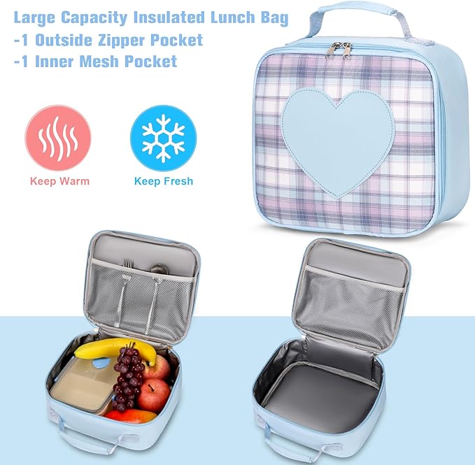 Backpack for Girls - Bookbag Backpacks Schoolbag for Girls Kids Teen Women Casual Travel Daypacks - School Bag Elementary Middle School College Cute Backpack with Lunch Box (Blue)