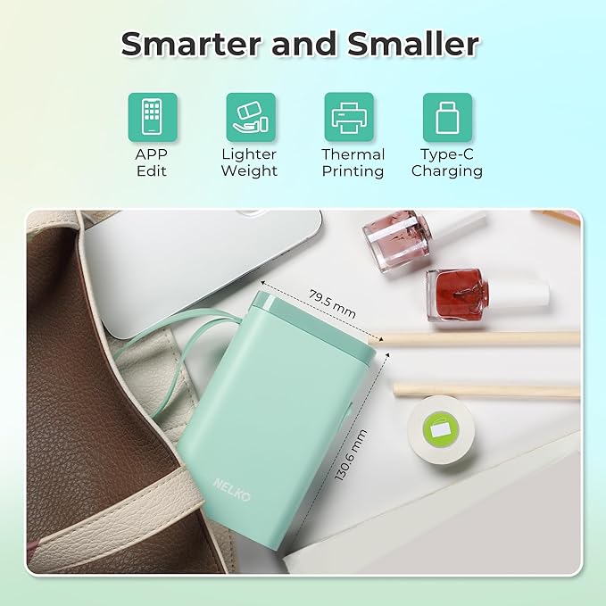Nelko Label Maker Machine with Tape, P21 Bluetooth Label Printer, Wireless Mini Label Makers with Multiple Templates for School Office Home, Green