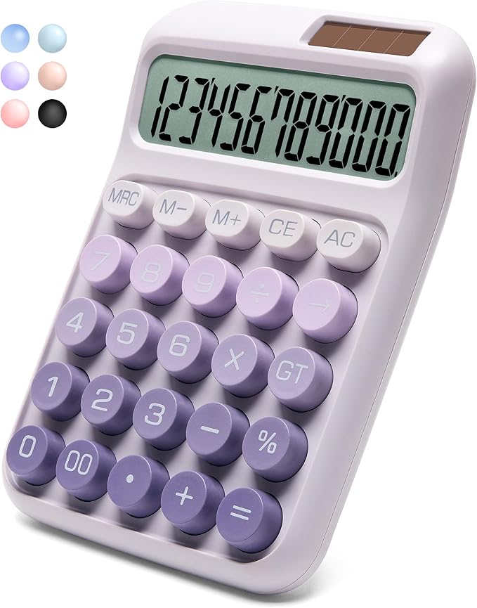 Desk Calculator,12 Digits, Large LCD Display,Big Buttons,Solar and Battery Dual Power Desktop Calculators,Cute and Aesthetic,Suitable for Office and Study (Ombre Purple, M)