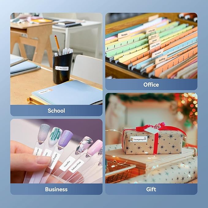 DEEPIN Label Maker Machine Portable Bluetooth Label Maker with Tape, Thermal Label Printer Multiple Templates for Phone, Mini Label Sticker Printer for Business Office Organization Black