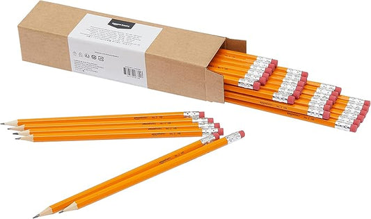 Amazon Basics Woodcased Classroom 2 Pencils with Erasers, Pre-sharpened, HB Lead, Value Pack of 30 count, Orange