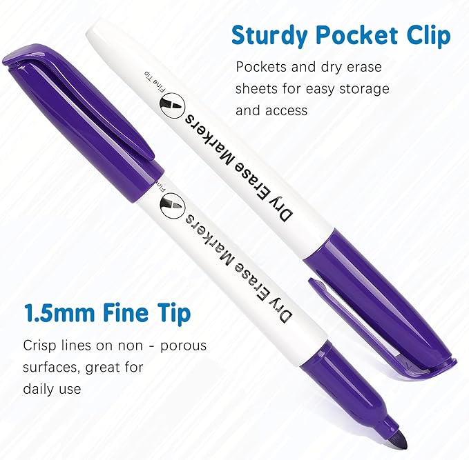 144 Count Dry Erase Markers Bulk, 12 Assorted Colors, Fine Tip Whiteboard Markers for Kids Teachers, Dry Erase Pens Bulk Pack for Classroom Home, Back to School Supplies