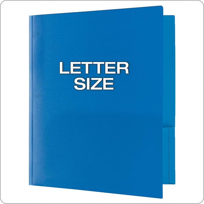 Oxford 2 Pocket Folders with Fasteners, Sturdy Plastic Folders, Letter Size, Asstd. Colors (Blue, Green, Yellow, Orange, Red, Purple), 6 Pack (13189)