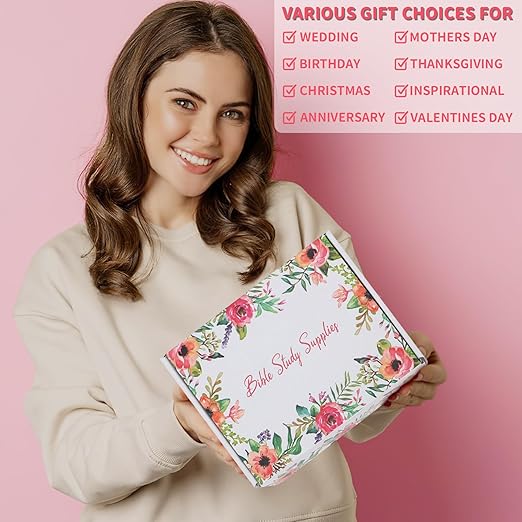 Bible Study Supplies,Bible Journaling Kit for Women,Bible Study Kit with Pens,Highlighters,Tabs,Bible Bookmark,Notebook,Sticky Notes,Bible Accessories,Beginner Christian Gifts