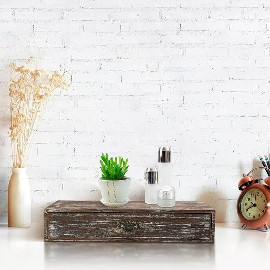 Wooden Drawers Organizer Soild Farmhouse Style RetroDesktop Drawer Storage Box Organizer With Drawers, Office Organization for Countertop Table To Store Mail, Phone, Suppliers, Glasses (Retro)