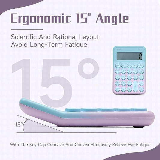 Pocket Calculator, Kids 8 Digit Small Desktop, LCD Display, Cute & Aesthetic Mini Calculator (Gradient Purple, S 1 Pcs)