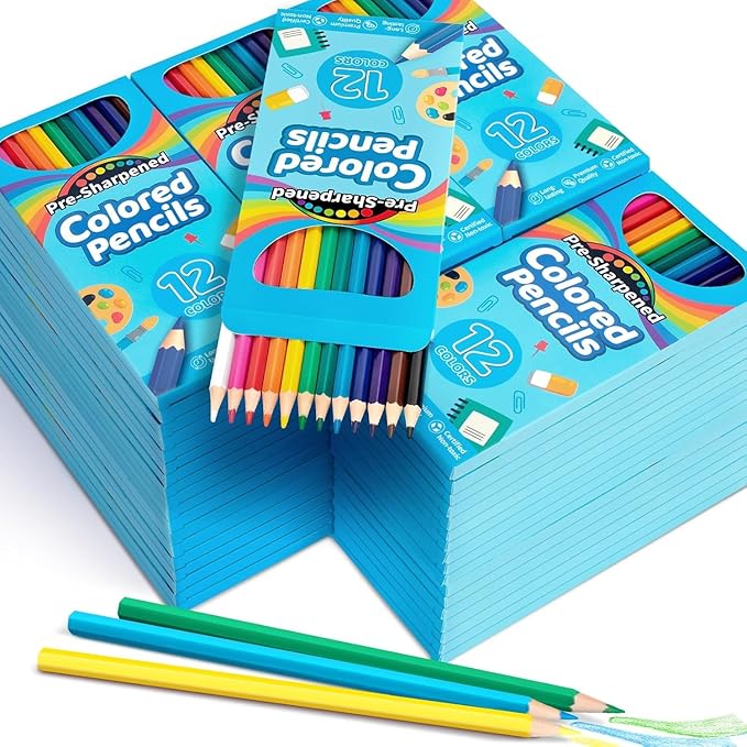 Jumlys 864 Count Colored Pencils Bulk, 72 Packs Pre-sharpened Coloring Pencils for Kids in 12 Colors, Bulk School Supplies for Teachers, Ideal Back to School Supplies & Classroom Prizes