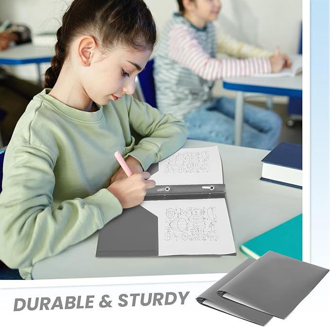 Lincia 100 Pcs Plastic Folders with Pockets and Prong Folders with Prongs Plastic Folders with 2 Pockets Pocket Folders for Office, School for Students, Teachers, Office Workers (Gray)