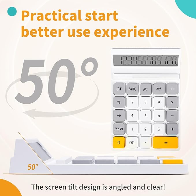 12 Digits Desktop Calculator with Large LCD Display and Sensitive Button, for Home, Office, School, Class and Business, 4 Function Basic Calculators for Desk