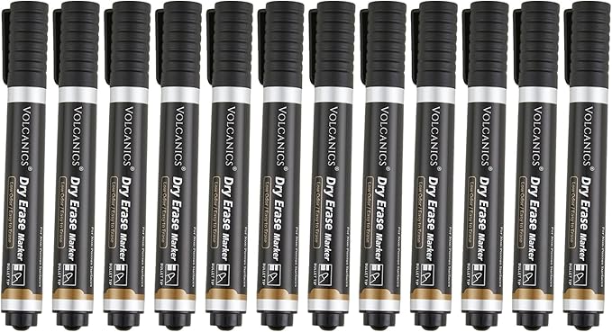 Volcanics Jumbo Black Dry Erase Markers Whiteboard Pens Low Odor Whiteboard Markers Pack of 70