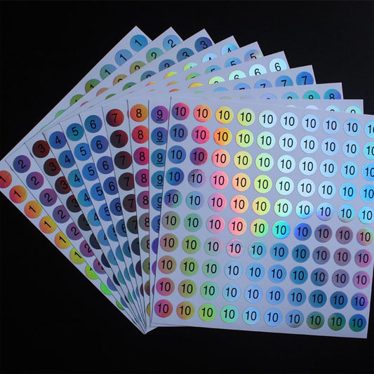 20 Sheets 1 to 20 Waterproof Reflective Laser Number Stickers,Round Self Adhesive Stickers/Inventory/Storage Organizing Sticker
