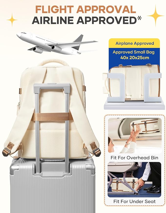 coofay Travel Backpack Carry on Flight Approved Mochila De Viaje Personal Item Travel Bag Backpacks for Travel Backpacks for Men Women Carry on Backpack for Airplanes 18x14x8 Inches Travel Bag