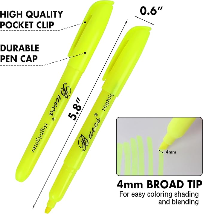 Highlighters Bulk Pack, 108 Count, Chisel Tip,Fluorescent Yellow, suitable for Adults Highlighting Planner Notes, Office School Supplies