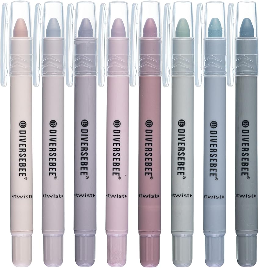 DIVERSEBEE Bible Highlighters and Pens No Bleed, 8 Pack Assorted Colors Gel Highlighters Set, Cute Bible Markers Study Journaling School Supplies and Accessories (Dusty)