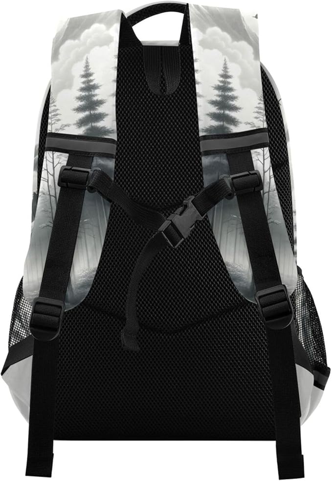 Wolf Backpack for Students Boys Girls Gray Wolf Portrait School Bag Travel Daypack Rucksack