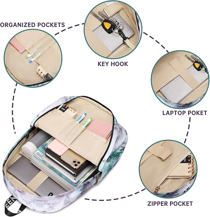 Lohol Galaxy Backpack for School Travel, Lightweight BookBag for Girls Kids