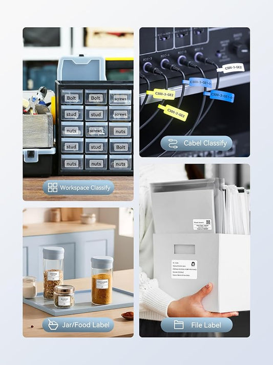 NIIMBOT B1 Label Maker, Portable Bluetooth Thermal Label Printer with Large Waterproof Tape and Multiple Templates for Kitchen, Home, School, Small Business,2 Inch (Silver, 1 Printer+1 Roll Label)