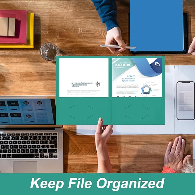 Two Pocket Folders, RAZCC 125 Pack 2 Pocket Folders Fit Letter Size Paper, Paper Folders with Pockets for School Office Business Home, Assorted 5 Colors