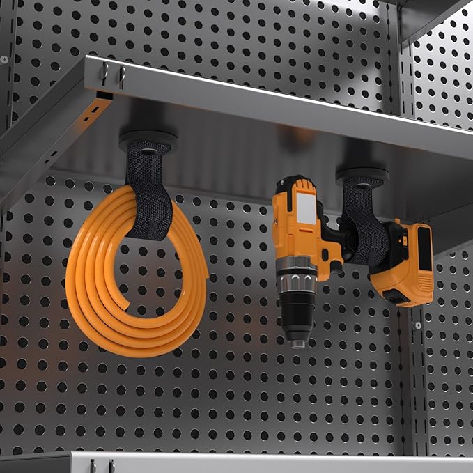 Homde Heavy Duty Magnetic Hook, 2 Velcro Strap and 2 Magnet Holder Combine, 2.6 inch Strong Utility Garage Hanger for Workshop,Toolbox, Storage (2 Black + 2 Orange)