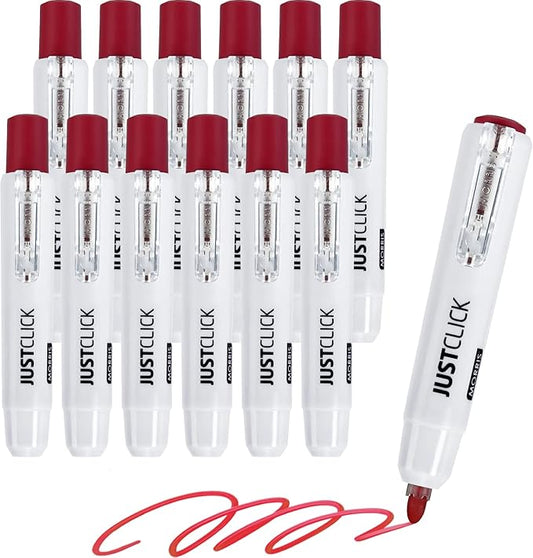 carrotez Retractable Dry Erase Markers, Click Dry Erase Whiteboard Markers, Bullet Tip, Thick Barrel, 12 Count, Red