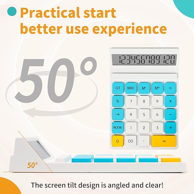 12 Digits Desktop Calculator with Large LCD Display and Sensitive Button, for Home, Office, School, Class and Business, 4 Function Basic Calculators for Desk