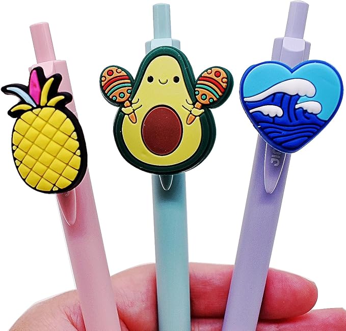 YEALQU 45PCS Random Different Pencil Topper Decoations Cute PVC Pencil Toppes Lovely Black Clip for Pupil/Junior Students Gifts Awards