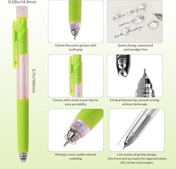 Pens Fine Point Smooth Writing Pens, 0.5mm Black Gel Ink pen, Quick-Dry Retractable with Silicone Grip, 4 Pcs - Morandi Colors for Office, School Supplies & Journaling (6 pcs Colorful)