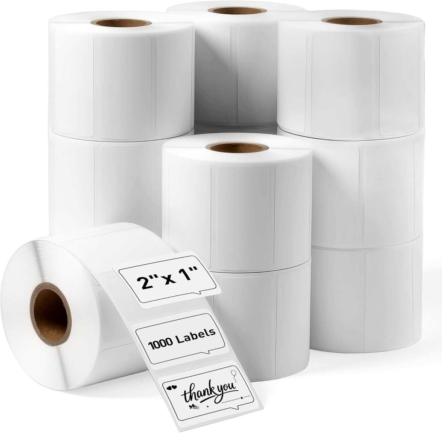 2"x 1" Direct Thermal Labels-Perforated Barcodes, Shipping Label Paper, Compatible with Zebra & Rollo Printers（12 Rolls，1000 Labels/Roll）