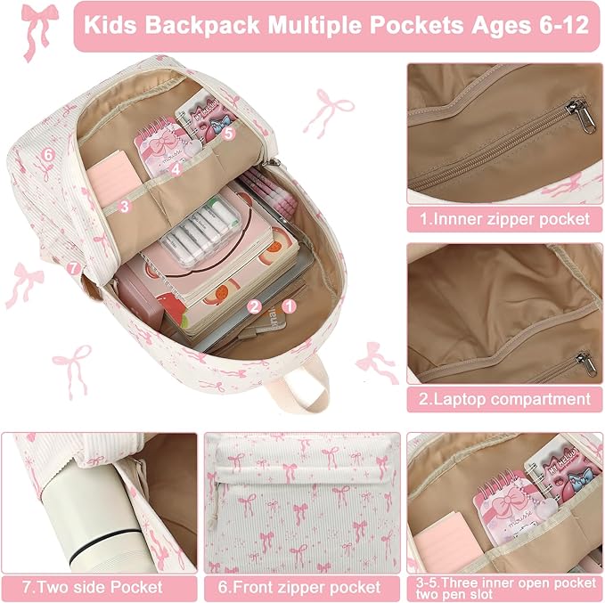 School Backpack for Teens Large Corduroy Bookbag Lightweight 15.6 inch Laptop Bag for Girls Women Casual High School College