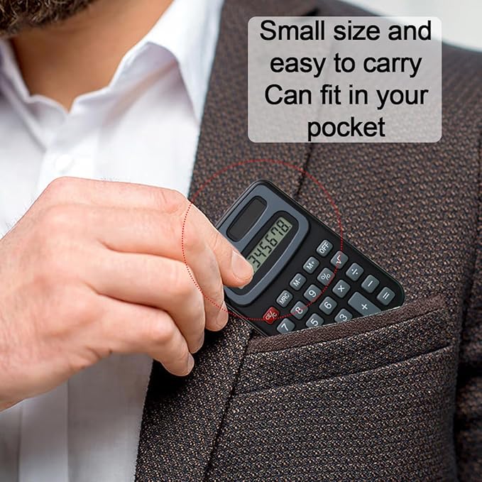 50 Pcs Small Basic Calculators Mini Calculator Pocket, 4 Function Calculator 8 Digit Display Basic Calculators for Office School and Home (Black)
