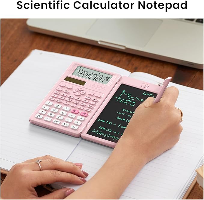 Scientific Calculators for School with Notepad, ROATEE Pink Cute School Supplies for Girls Middle and High School Stuff for Student, 240 Functions 82 MS Foldable 2-Line Display Solar and Battery Power