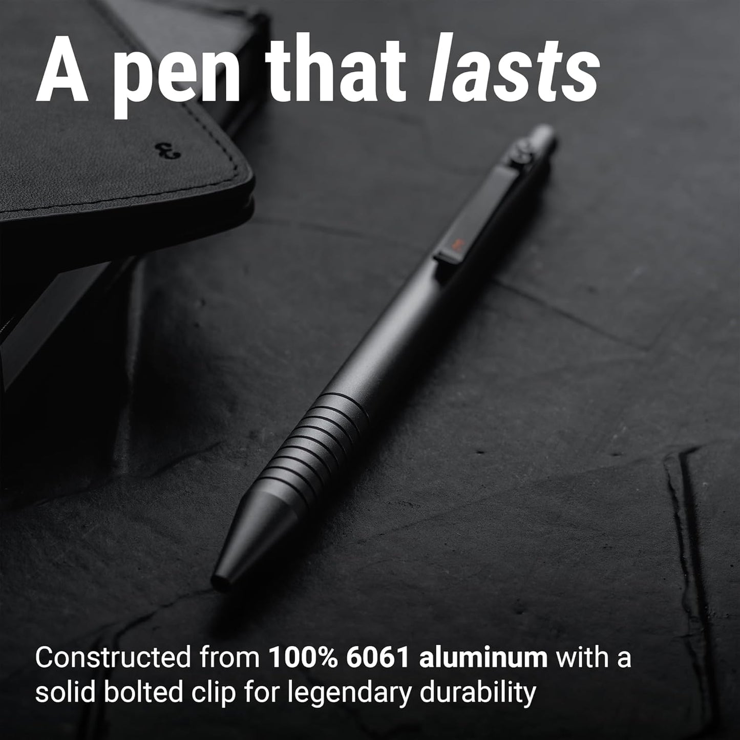 Everyman Grafton Full Click Refillable 0.7mm Ball Point Pen, Military | Sleek Anodized Aluminum EDC Pen with Deep Grooved Grip | Smooth Writing Pocket Pen for Office, Travel, Gifting & Daily Use