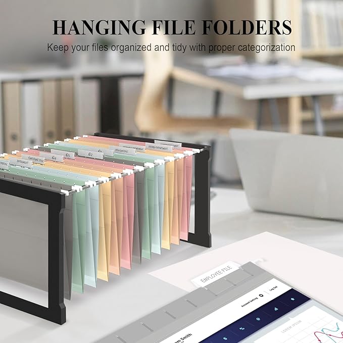 ViVin Hanging File Folders, 1/5-Cut Adjustable Tabs with 24 Per Box, 1 Inch Expansion, 24 Pack Letter Size Hanging File Folders, Designed for Office Home School Filing Cabinet(Assorted)