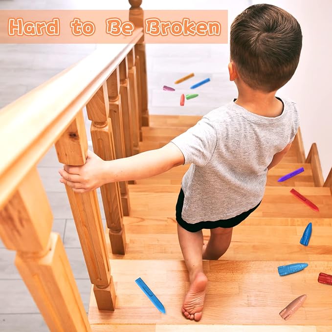 Triangle Jumbo Toddler Crayons 12 Count, Non Toxic Unbreakable Crayons, Easy-Grip Washable, Safe Coloring Gifts for Babies and Children