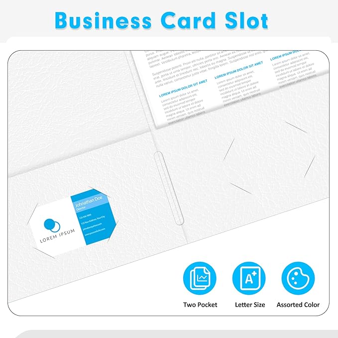 Two Pocket Folders, PANDRI 50 Pack 2 Pocket Folders, Letter Size Paper File Folder for School Office Home Business, White