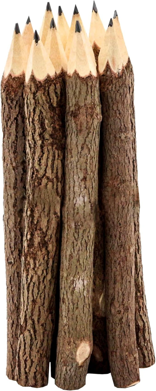 BSIRI Natural Twigs Wooden Pencils Handcrafted Suitable for Kids and Teachers For Woodland Bark Decorations Party Wood Gifts Twig Stick Pencils Vintage Favors Supplies for Classroom