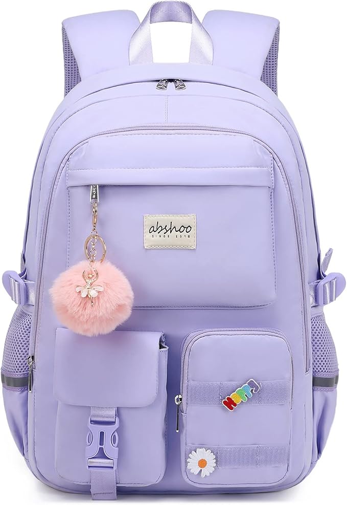abshoo Big Student Laptop Backpack For College Women Middle High School Teen Girls Bookbag Travel Daypack (Purple)