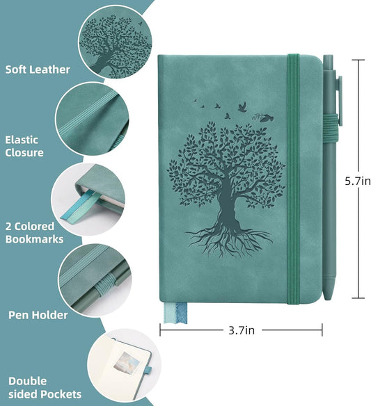 3 Pack Pocket Journaling Notebooks, A6 Small Notebook For Note Taking Journaling Notebooks Journals For Writing Mini Note Pads With Pen Holder 120 Pages 100 GSM Thick Paper-3 Aegean Blue