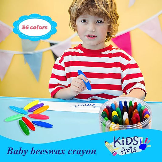 peanut crayons - washable crayon for toddlers 1-3 & kids ages 4-8, safe & non-toxic toddler crayons, perfect for creative play (36)