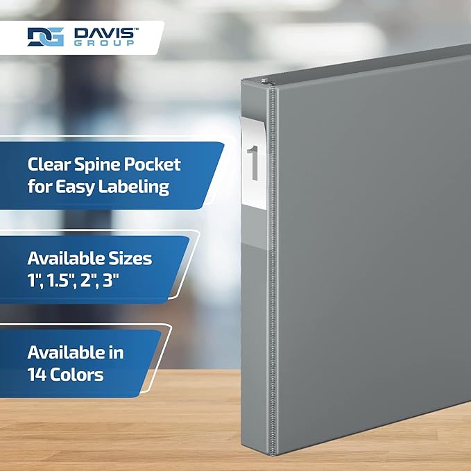 Premium Economy 6-Pack 3-Ring Binders for School or Office, D-Ring Binders, 1 Inch, Gray