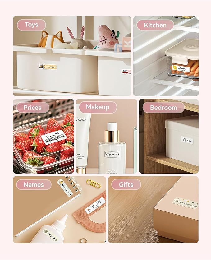 NIIMBOT Label Maker Machine Bluetooth Label Printer for School Home Office Organization, Wireless Mini Labeler D110 Upgraded Version, Label Machine with Label, Pink